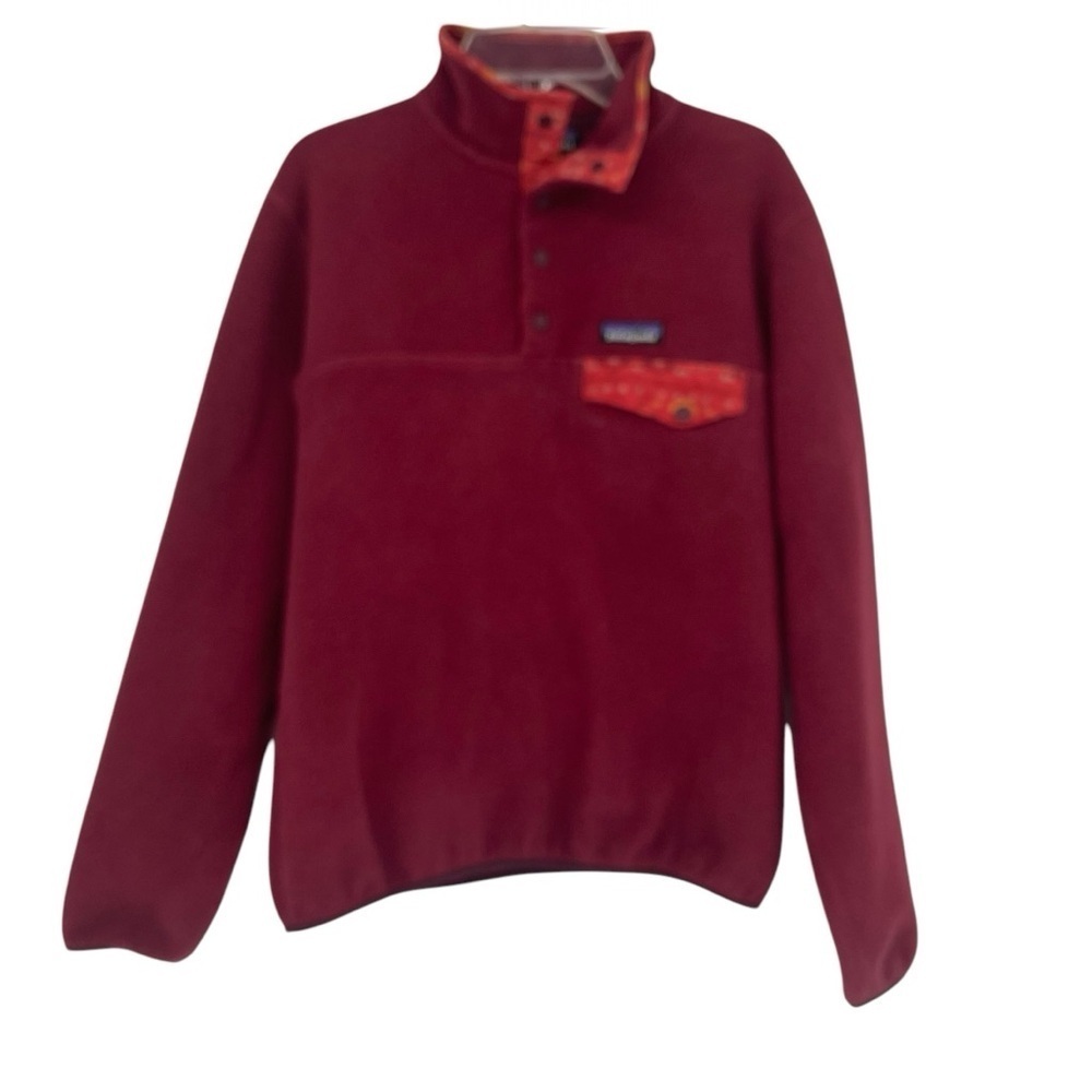 Patagonia Women's Synchilla Lightweight Snap-T Pullover Red Aztec Size Small